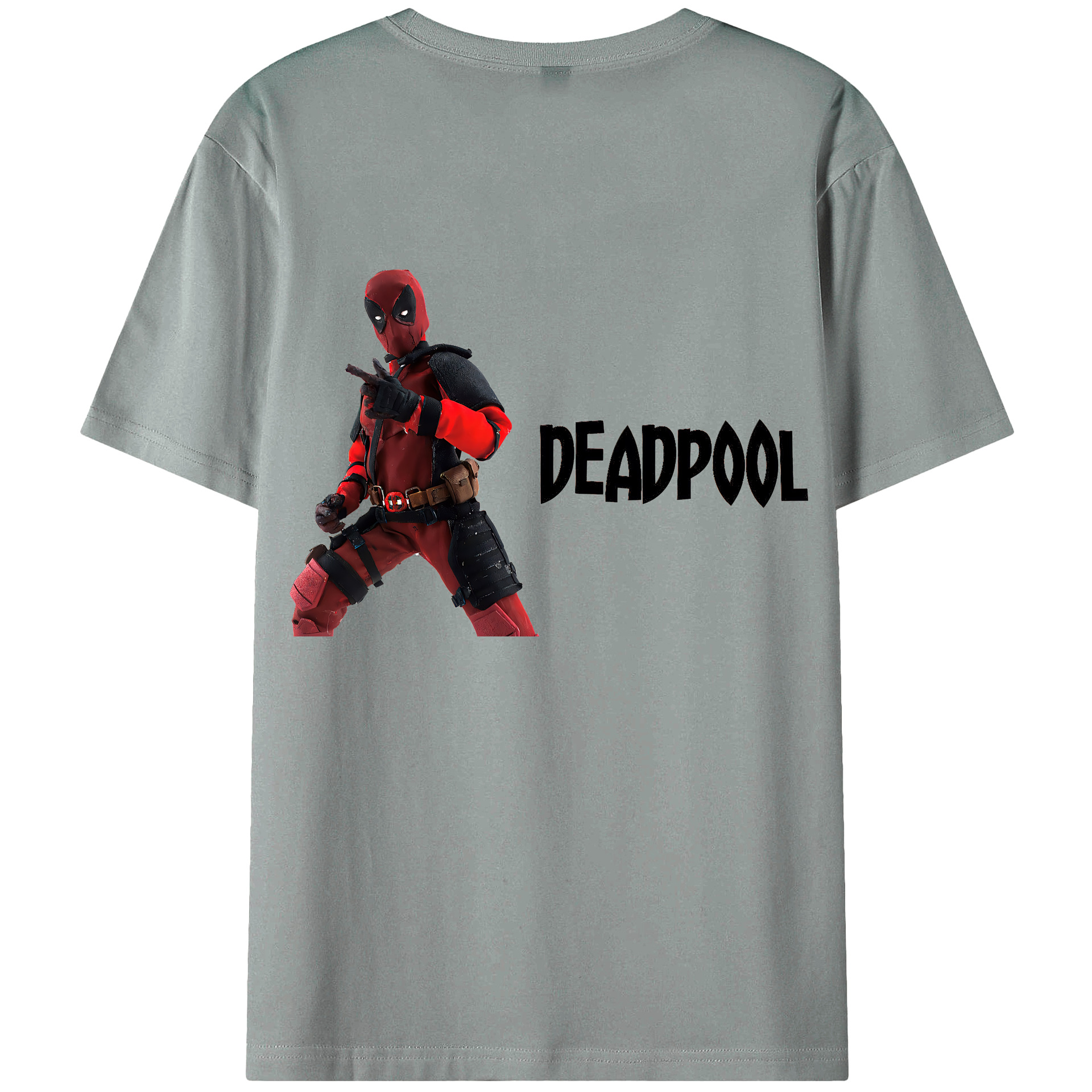 （画像用） Deadpool デッドプール 綿100％ メンズ半袖Tシャツ（バックプリント） 通気性